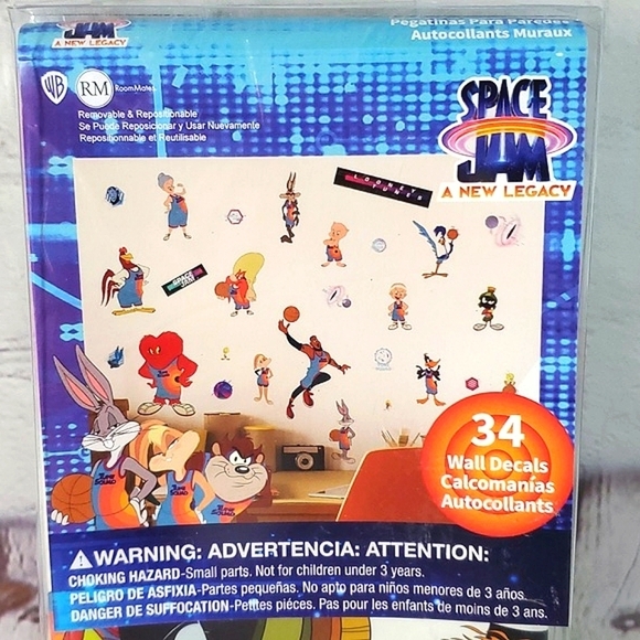 🆕️NWT Warner Bros. Looney Tunes Space Jam New Legacy Peel Sticker Wall Decals - Picture 3 of 12